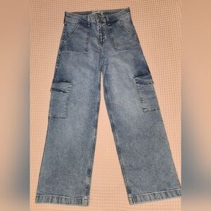 Abercrombie Kids Wide-Leg Cargo Jeans 15/16 Short Adjustable Waist